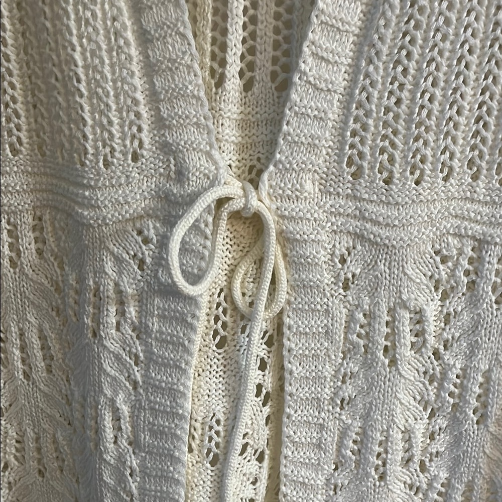Christopher & Banks Cream Tie Front Short Sleeve Blouse - Picture 4 of 10